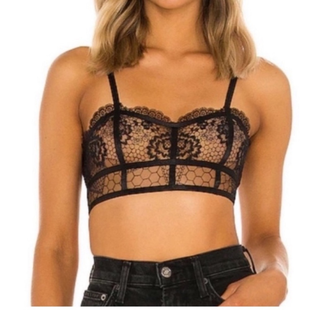 Free People Black Lyric Longline Bralette NWT XS